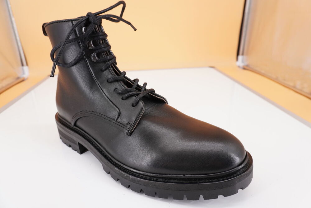ALLSAINTS Laker Bobcat Black Leather Ankle Army Boots SZ 8 New $299 Mens Lace Up